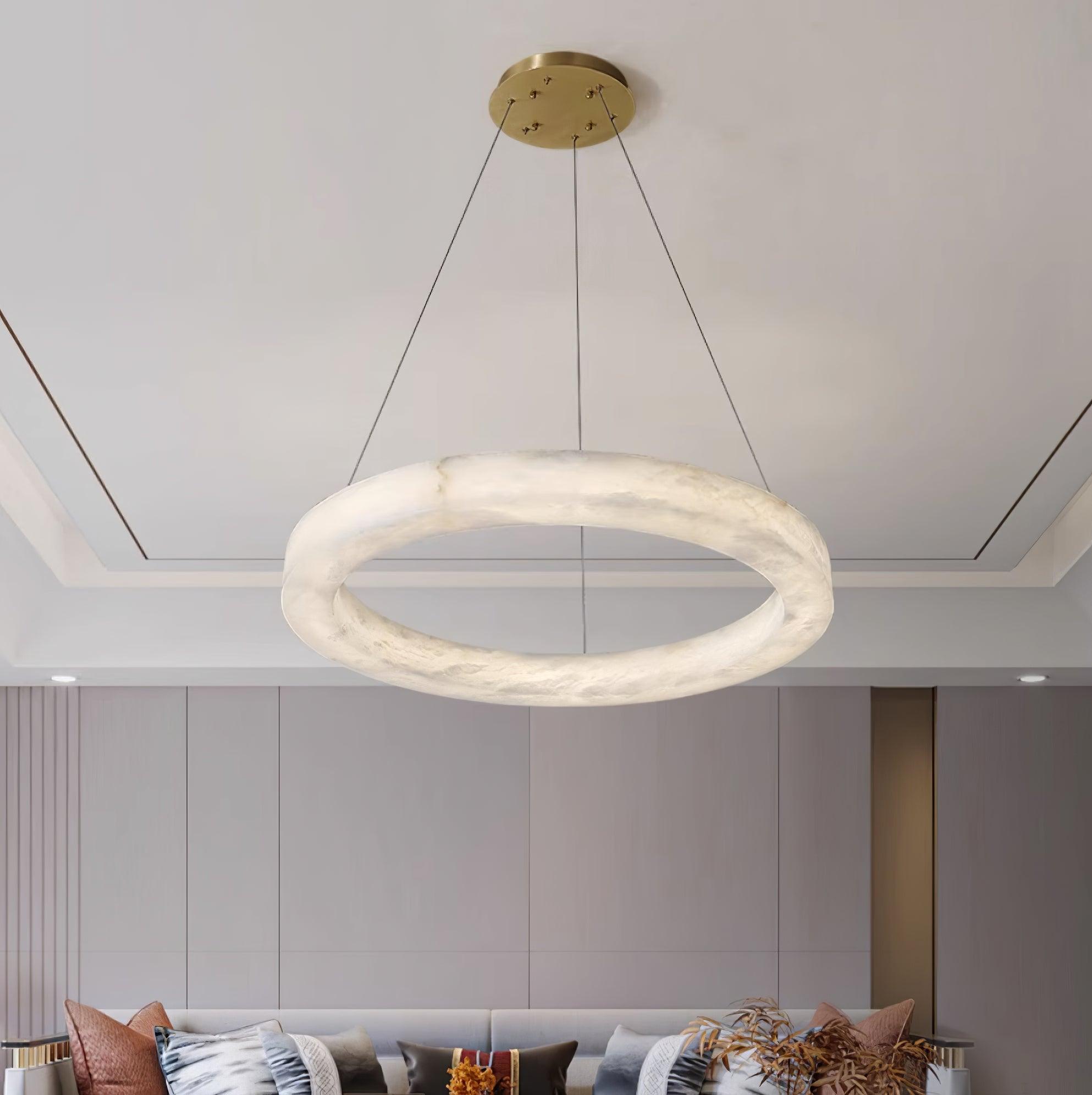 Olloros Albâtre Multi-Anneau Pendentif Lumière