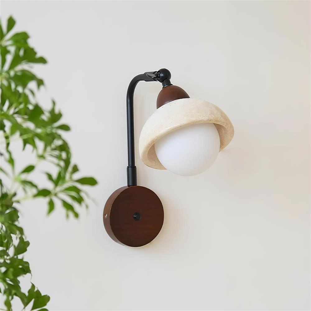 Solaro Applique Murale Travertin Blanc Globe Opalescent