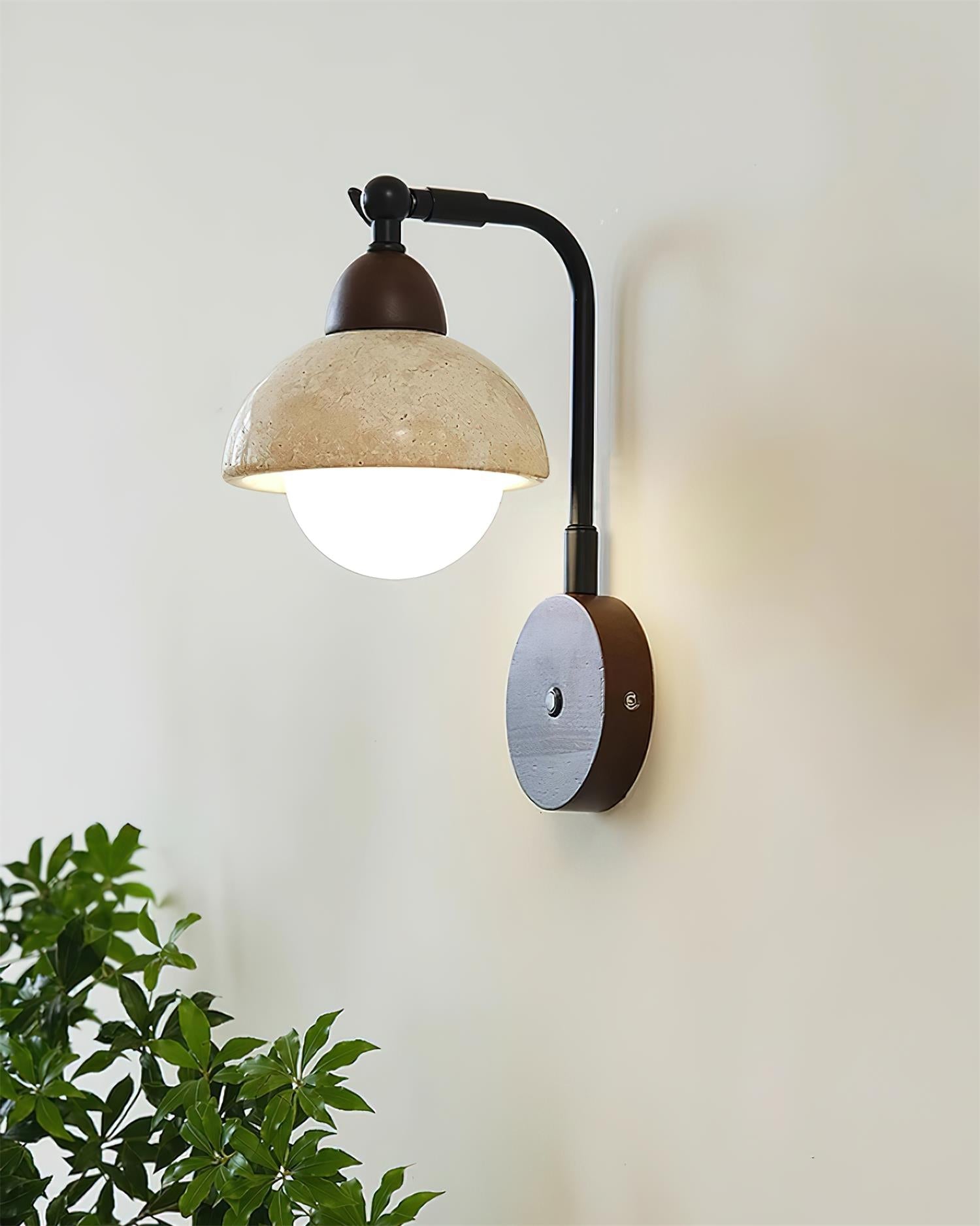 Solaro Applique Murale Travertin Blanc Globe Opalescent