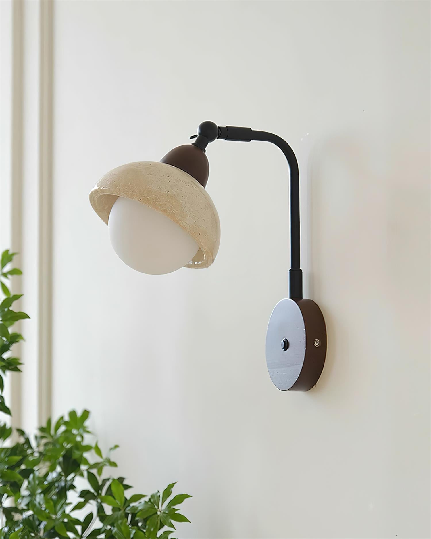 Solaro Applique Murale Travertin Blanc Globe Opalescent