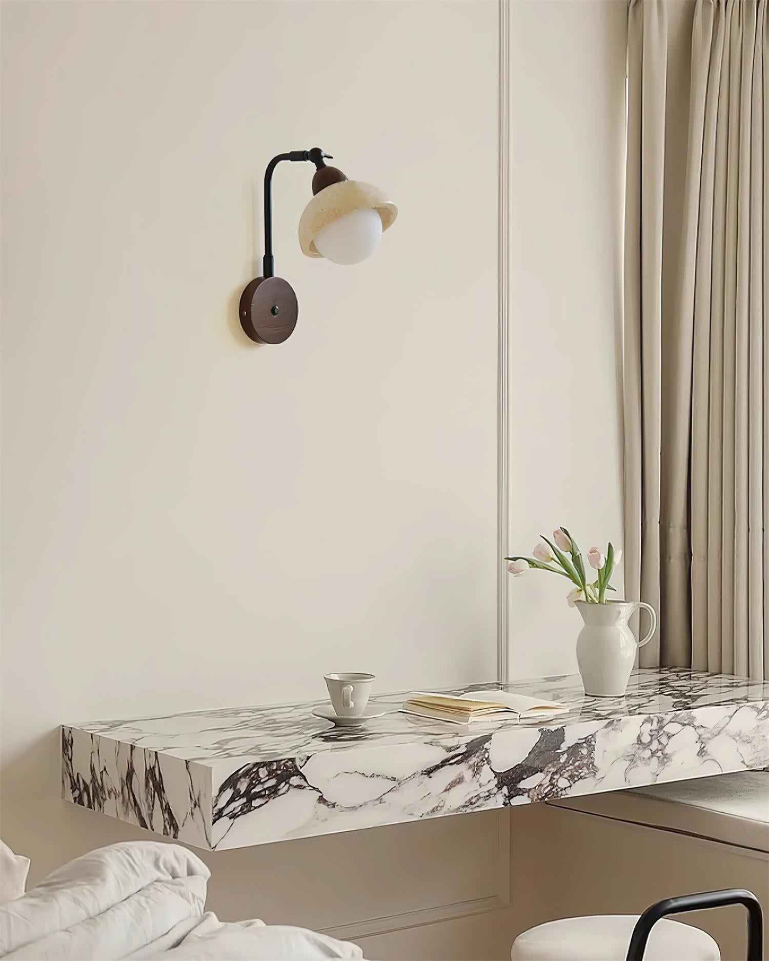 Solaro Applique Murale Travertin Blanc Globe Opalescent