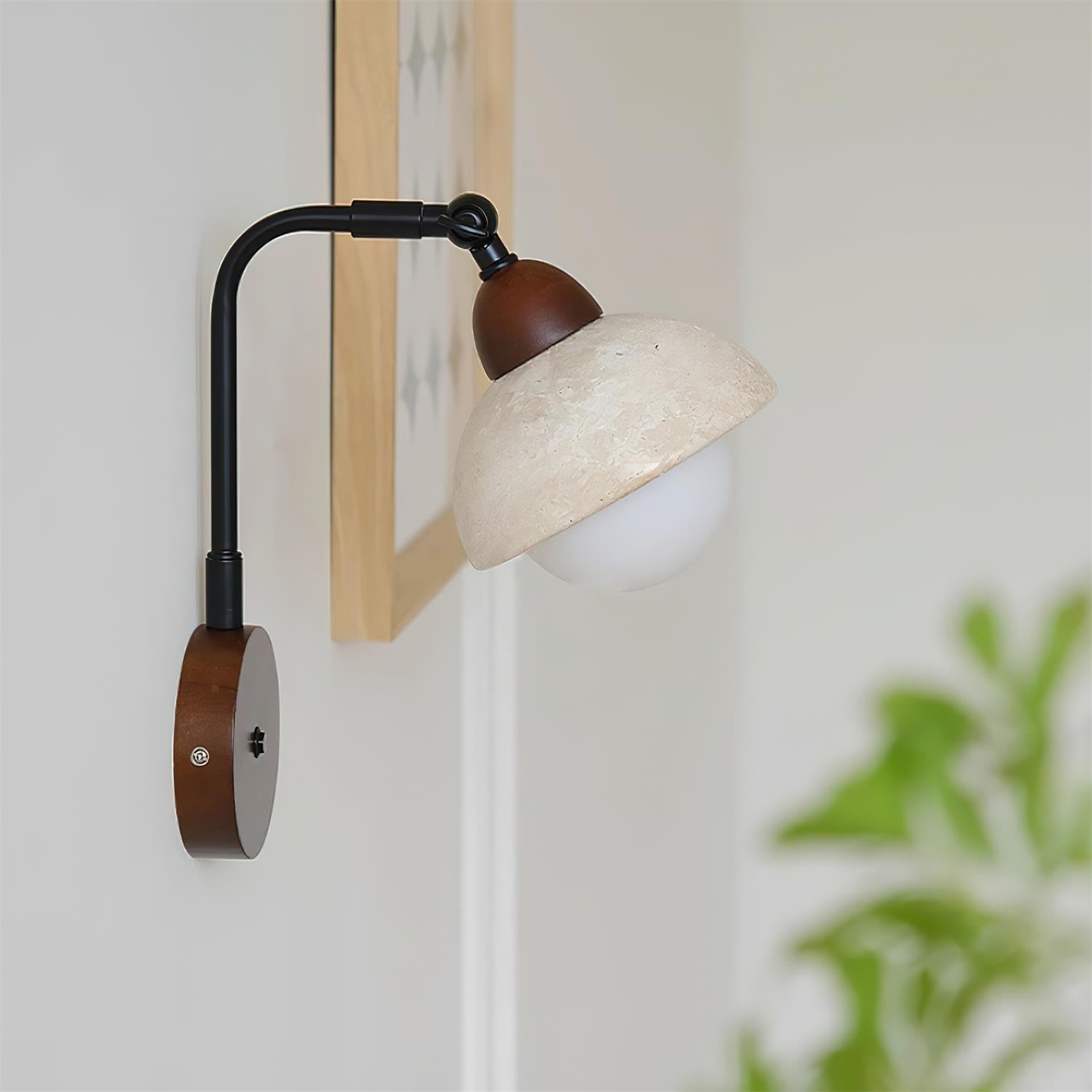 Solaro Applique Murale Travertin Blanc Globe Opalescent