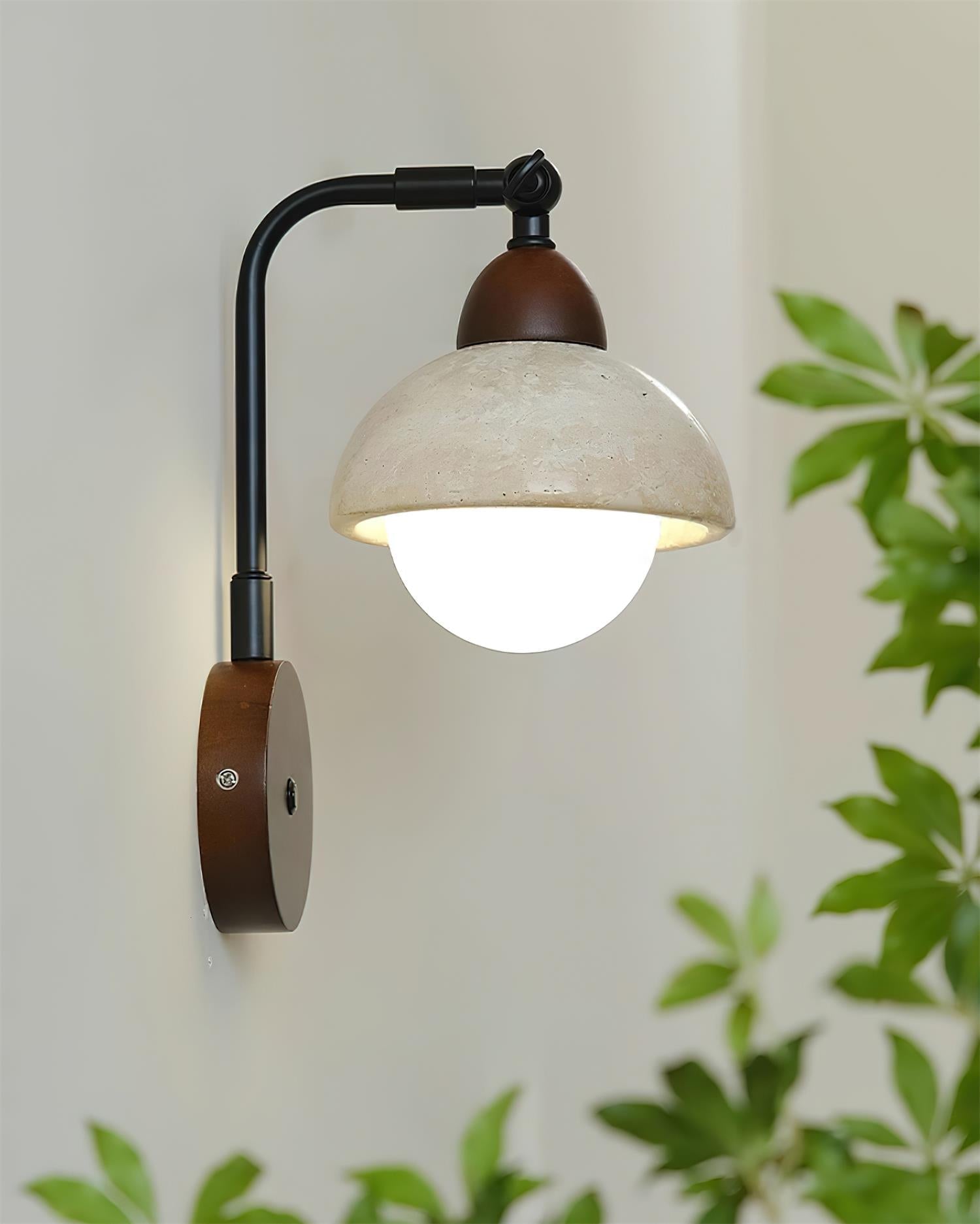 Solaro Applique Murale Travertin Blanc Globe Opalescent