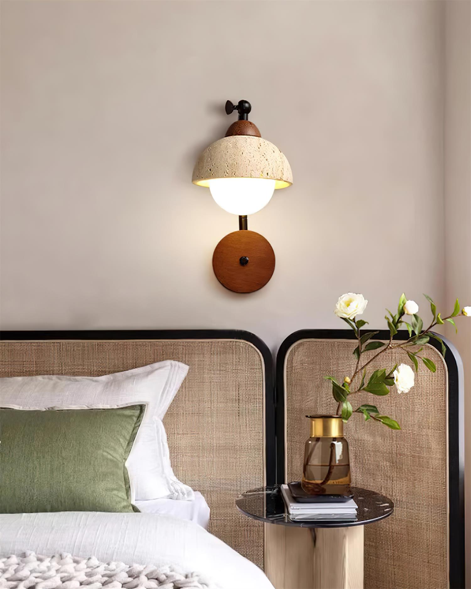 Solaro Applique Murale Travertin Blanc Globe Opalescent