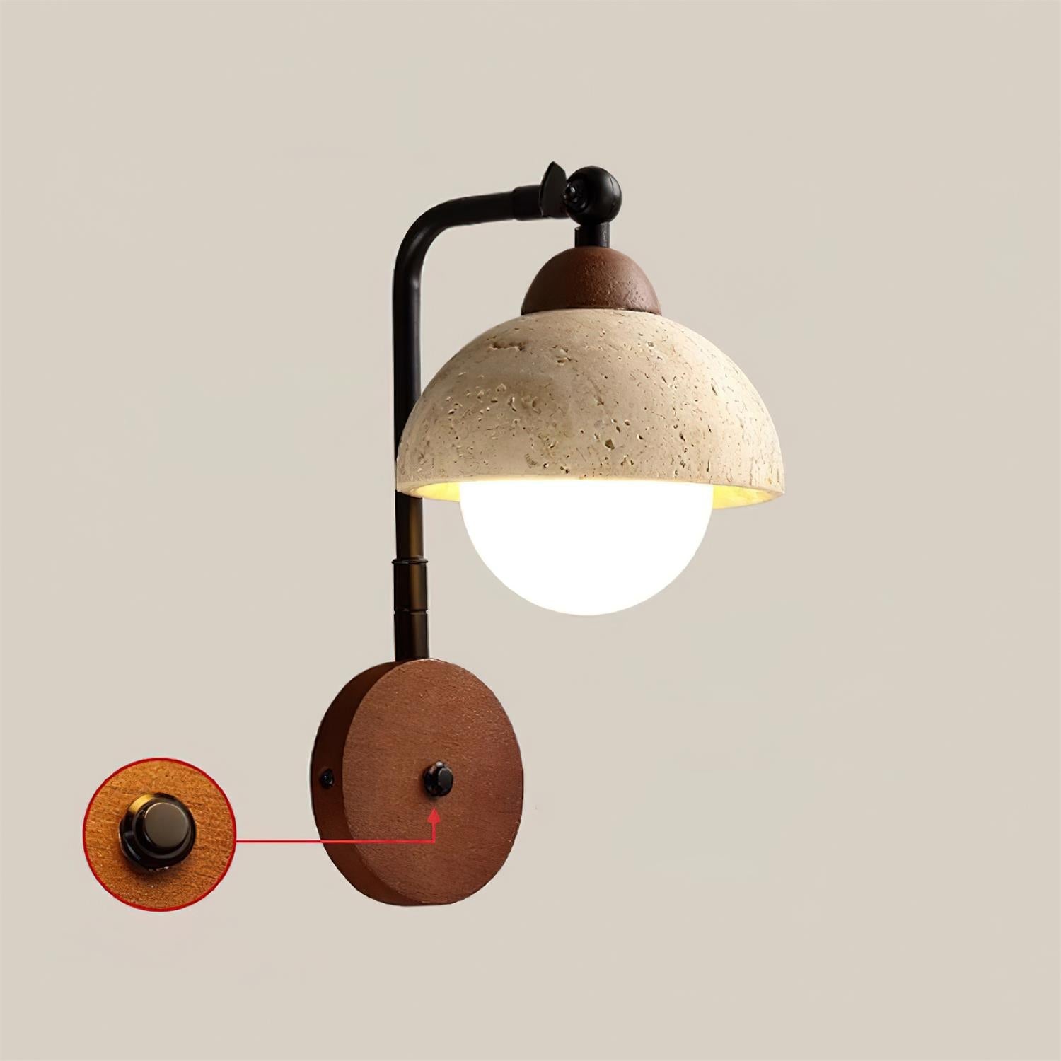 Solaro Applique Murale Travertin Blanc Globe Opalescent