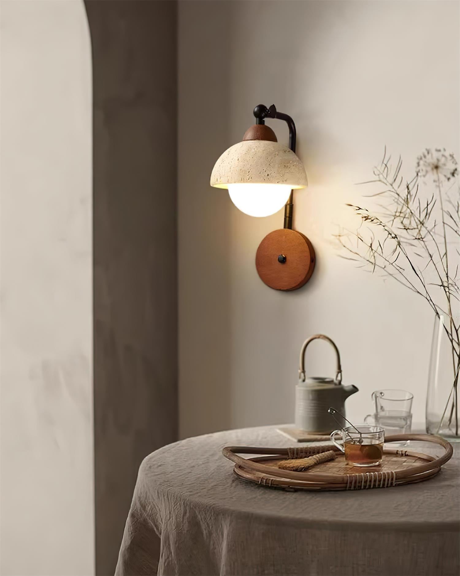 Solaro Applique Murale Travertin Blanc Globe Opalescent