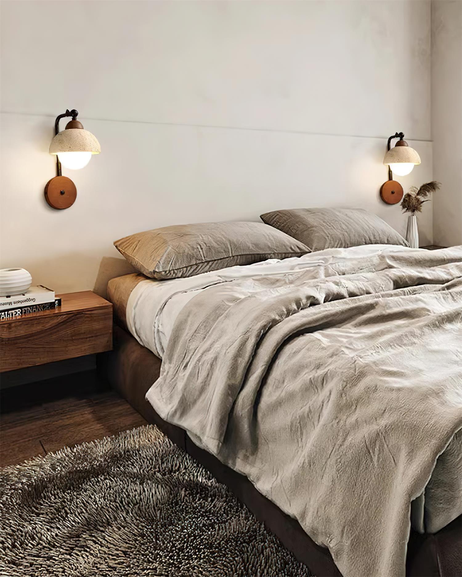 Solaro Applique Murale Travertin Blanc Globe Opalescent