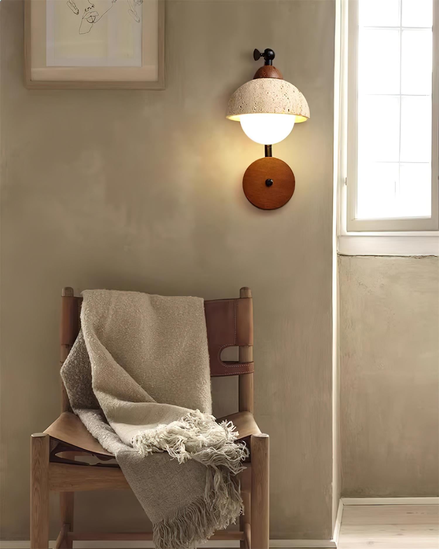 Solaro Applique Murale Travertin Blanc Globe Opalescent