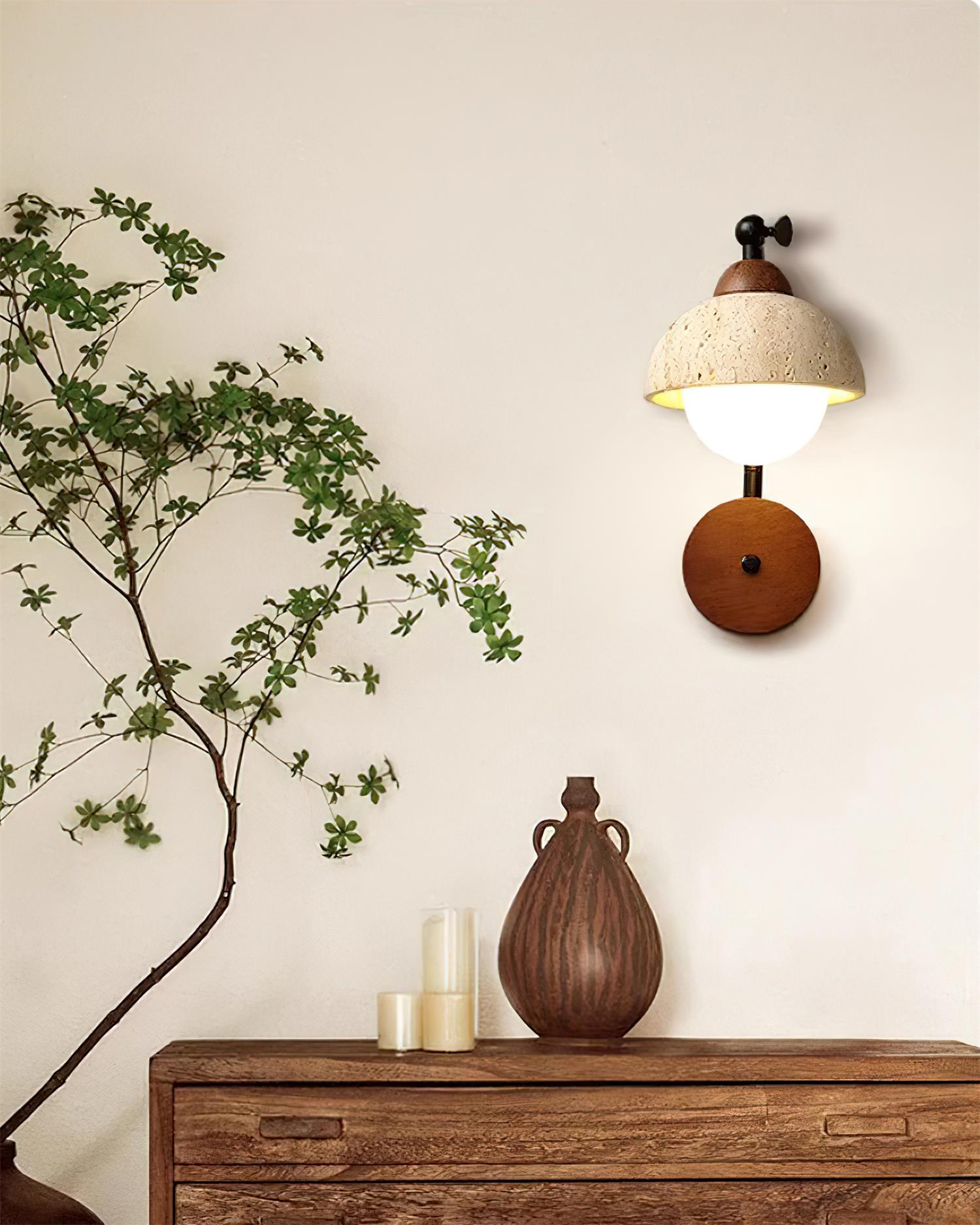 Solaro Applique Murale Travertin Blanc Globe Opalescent