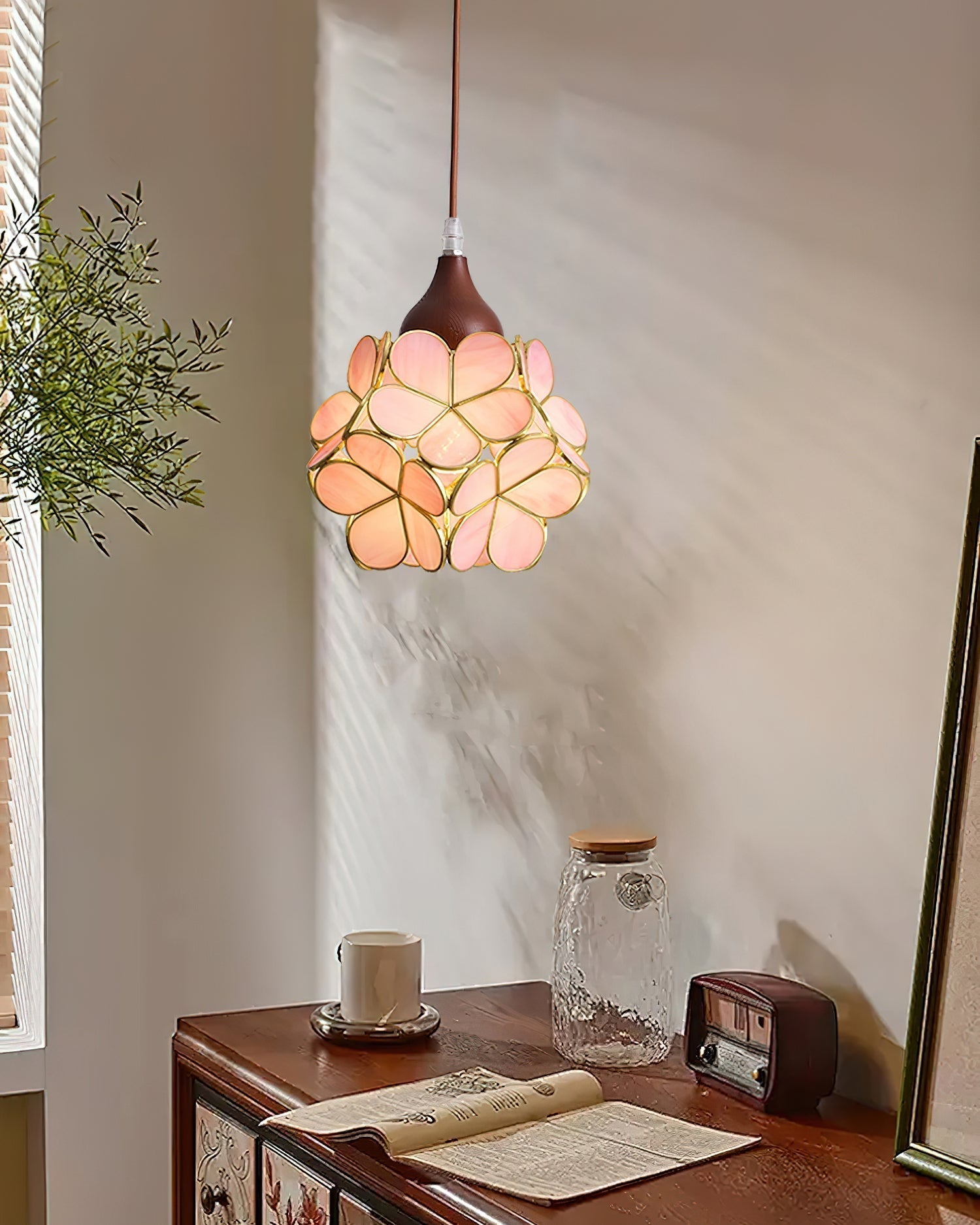 Velina Lustra Lampe Suspendue Pétale Rose