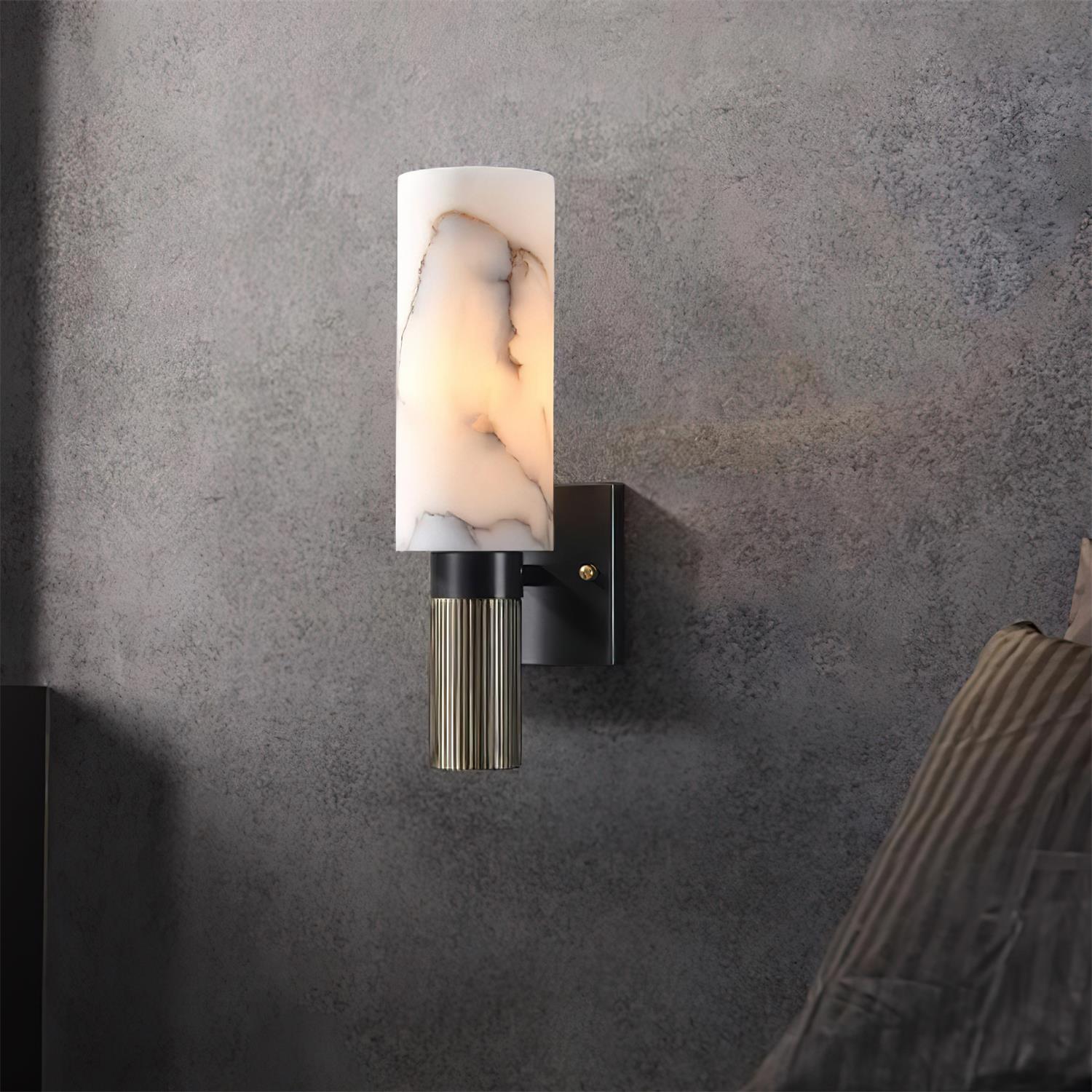 Luste Lampe Murale Cylindrique en Albâtre