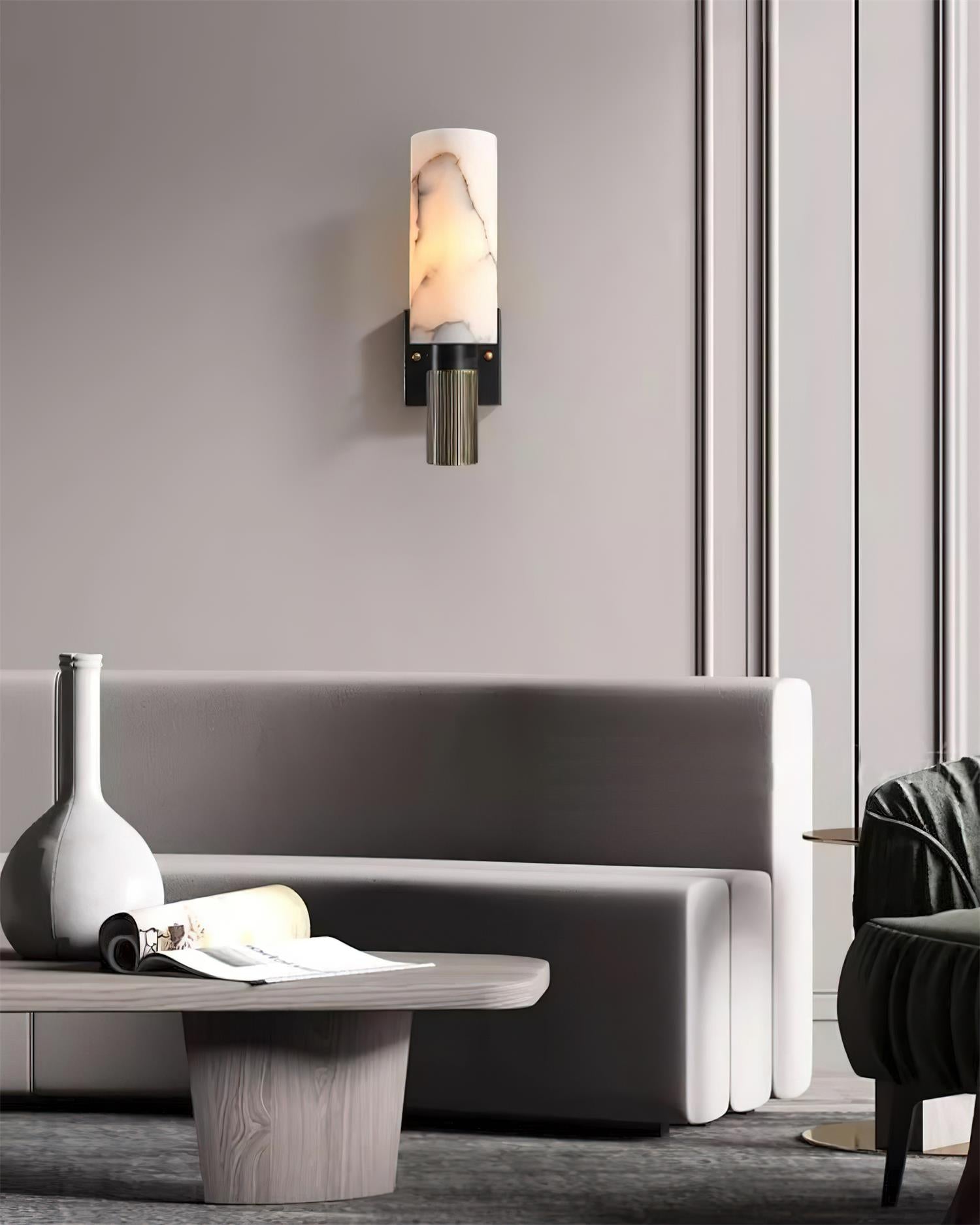 Luste Lampe Murale Cylindrique en Albâtre