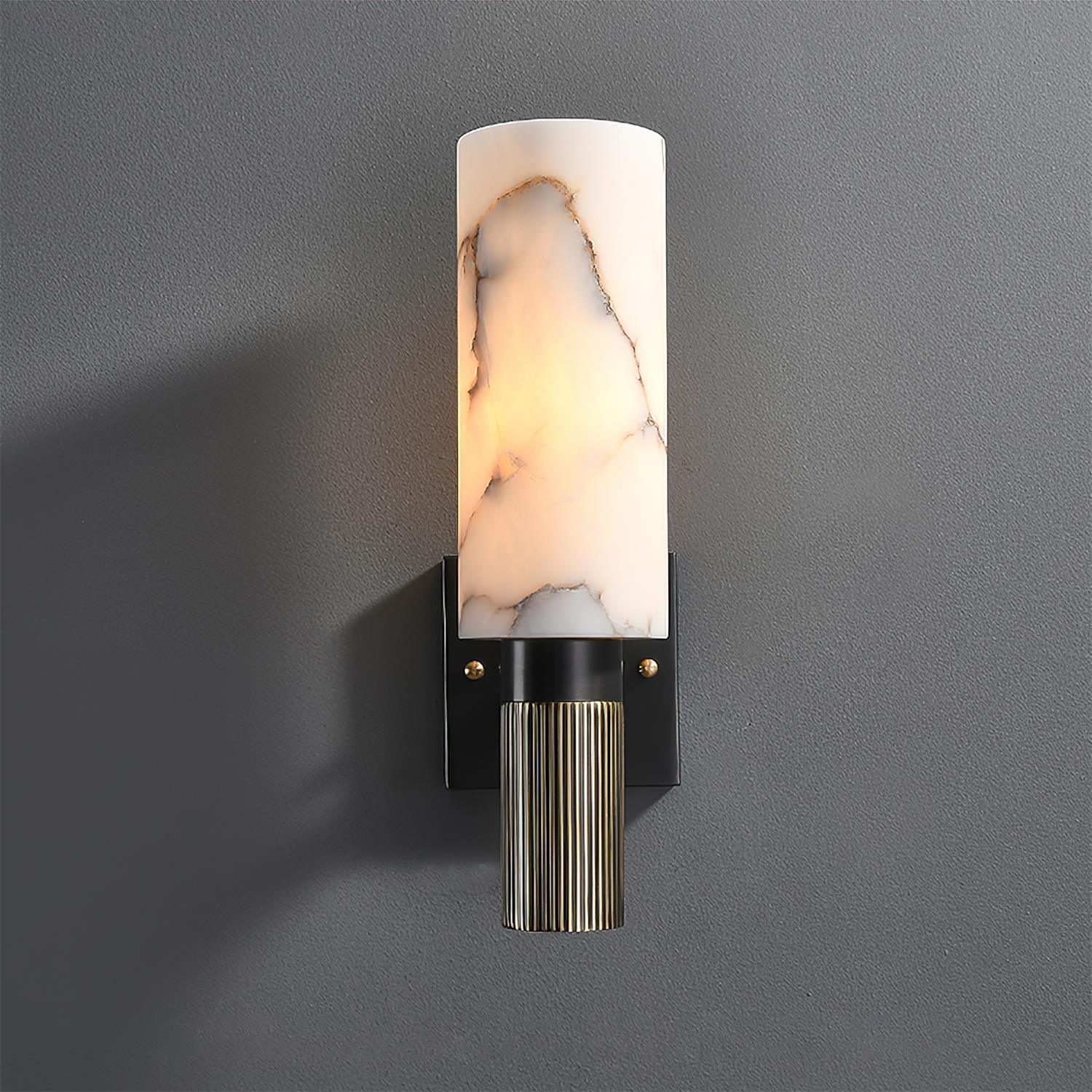 Luste Lampe Murale Cylindrique en Albâtre