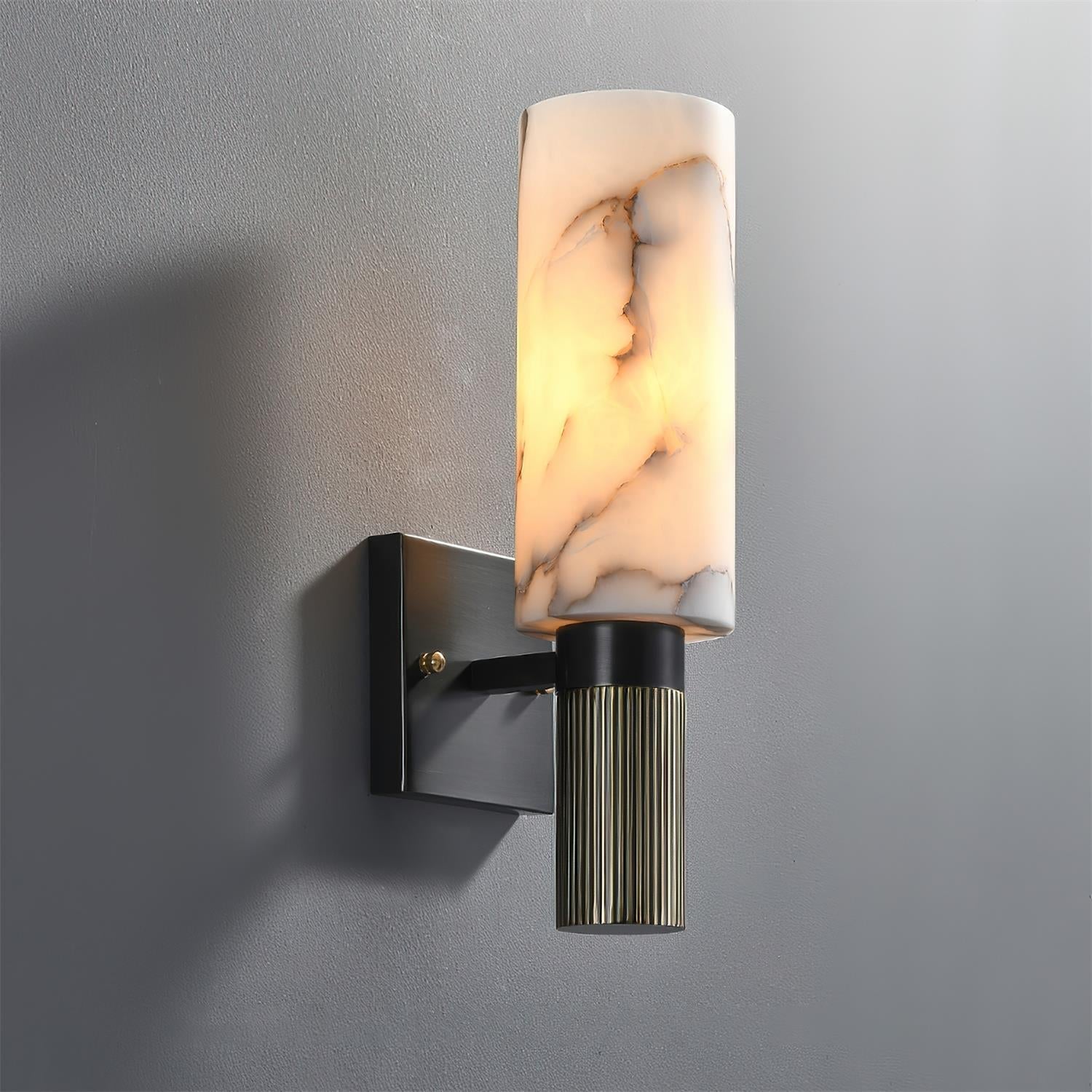 Luste Lampe Murale Cylindrique en Albâtre