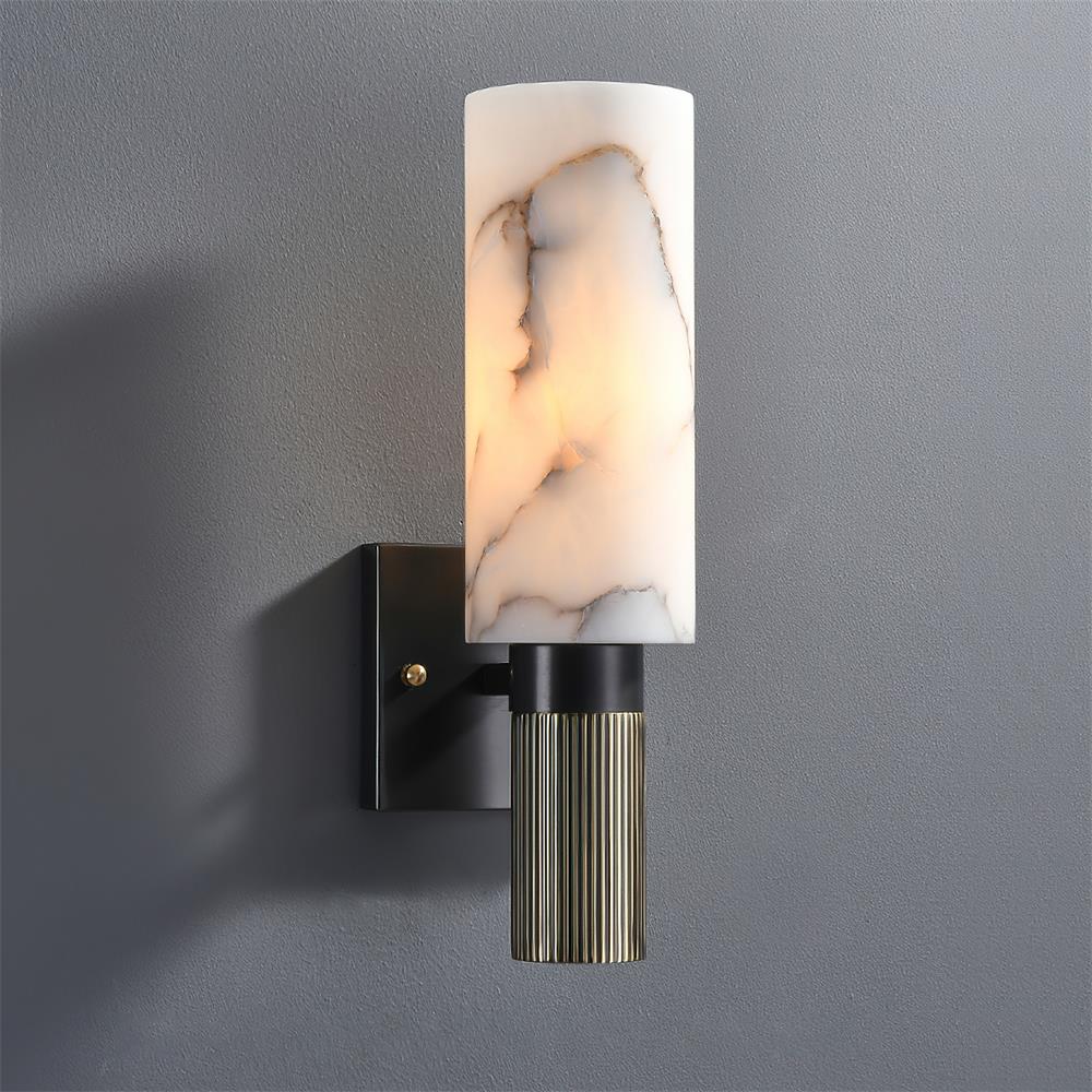 Luste Lampe Murale Cylindrique en Albâtre