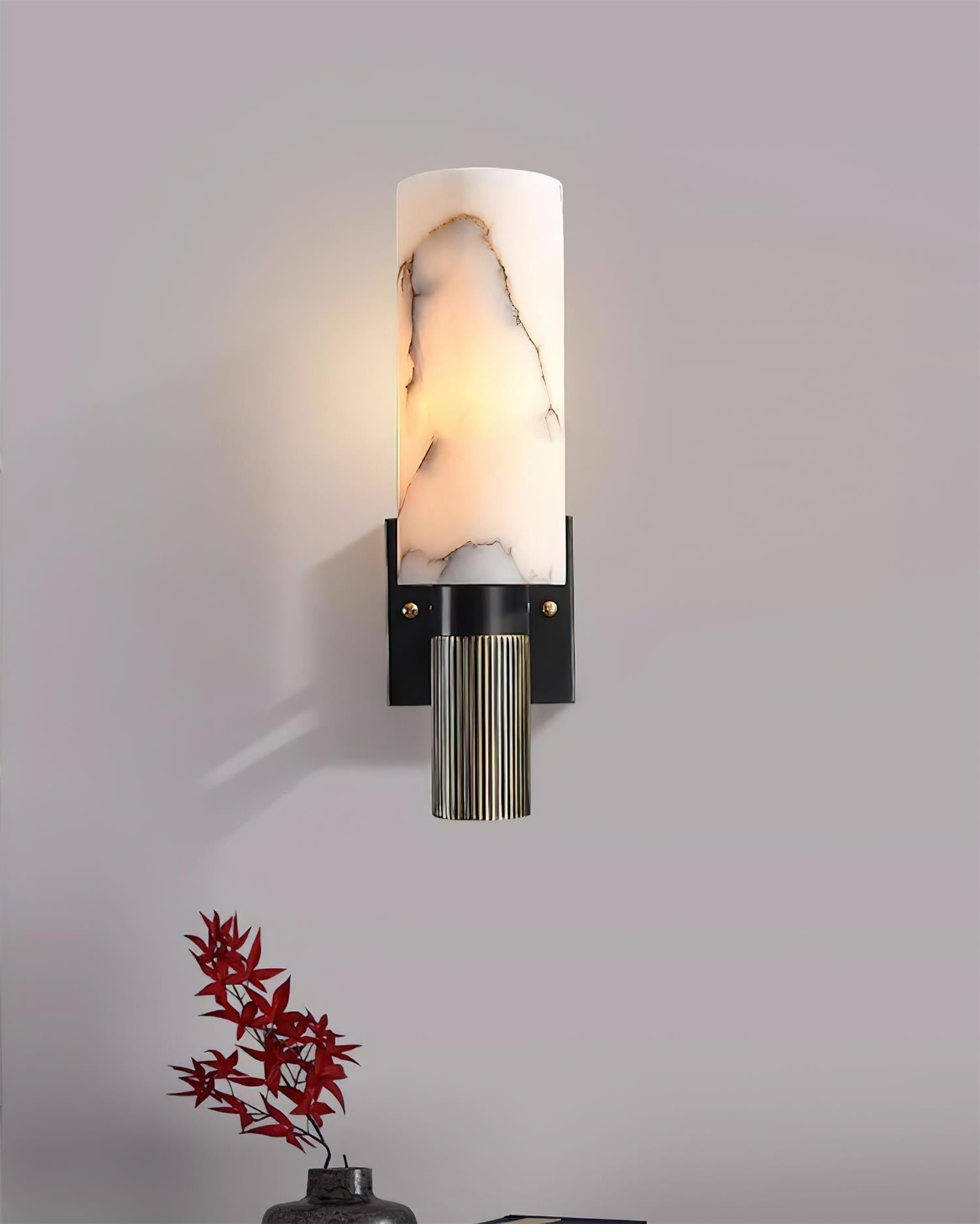 Luste Lampe Murale Cylindrique en Albâtre