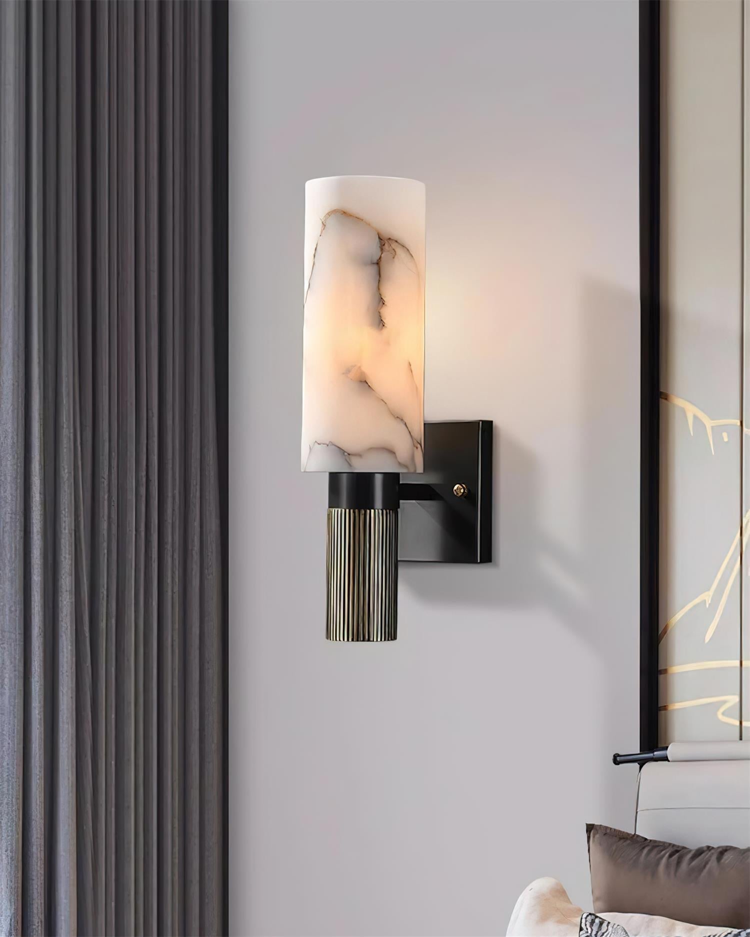 Luste Lampe Murale Cylindrique en Albâtre