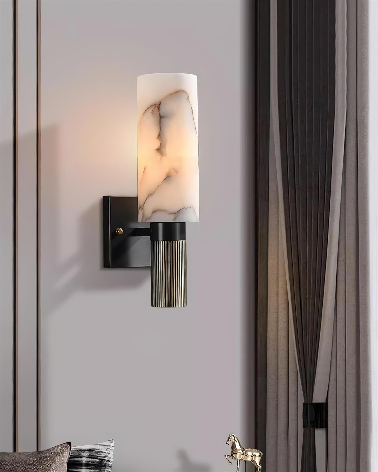 Luste Lampe Murale Cylindrique en Albâtre