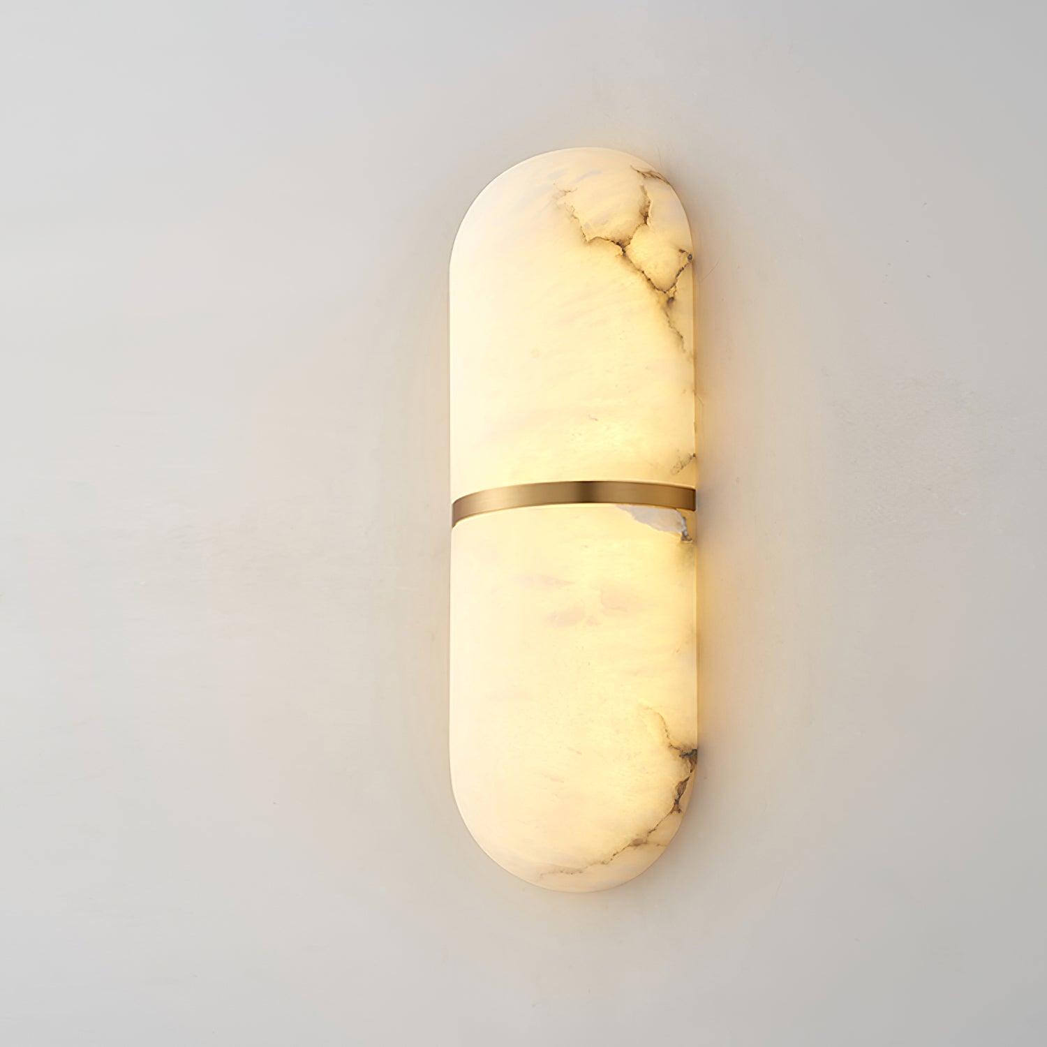 Applique Murale Capsule en Albâtre Bande en Laiton Lueur Ambiante Luxe Douce
