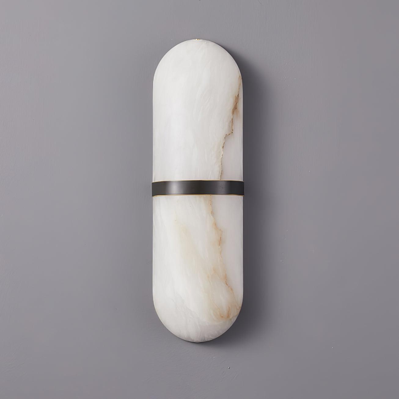 Applique Murale Capsule en Albâtre Bande en Laiton Lueur Ambiante Luxe Douce