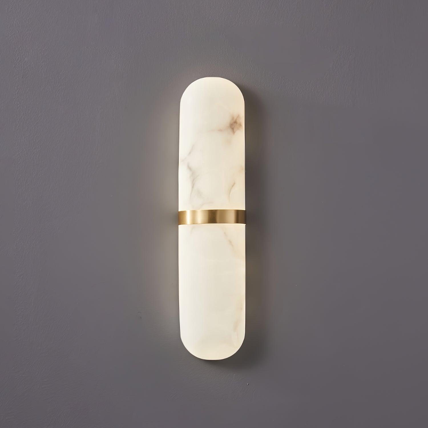 Applique Murale Capsule en Albâtre Bande en Laiton Lueur Ambiante Luxe Douce