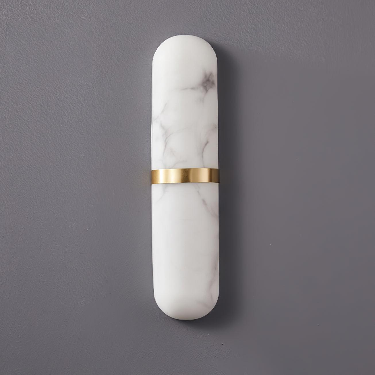 Applique Murale Capsule en Albâtre Bande en Laiton Lueur Ambiante Luxe Douce