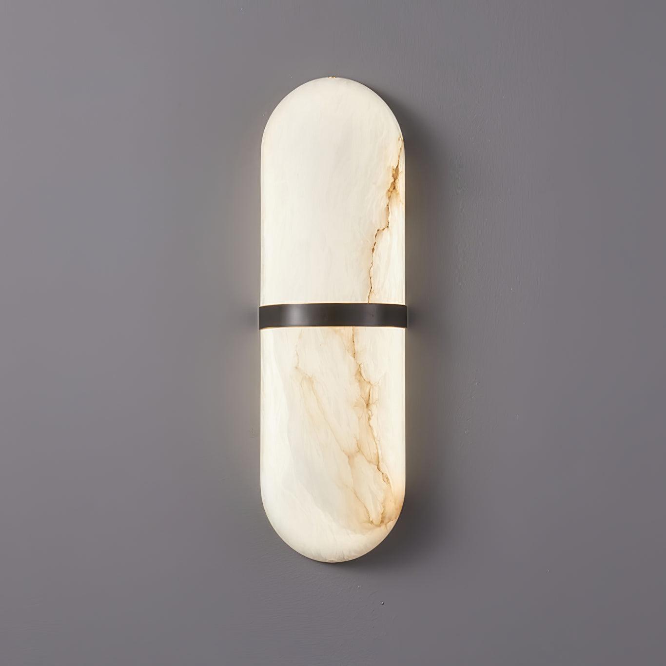 Applique Murale Capsule en Albâtre Bande en Laiton Lueur Ambiante Luxe Douce