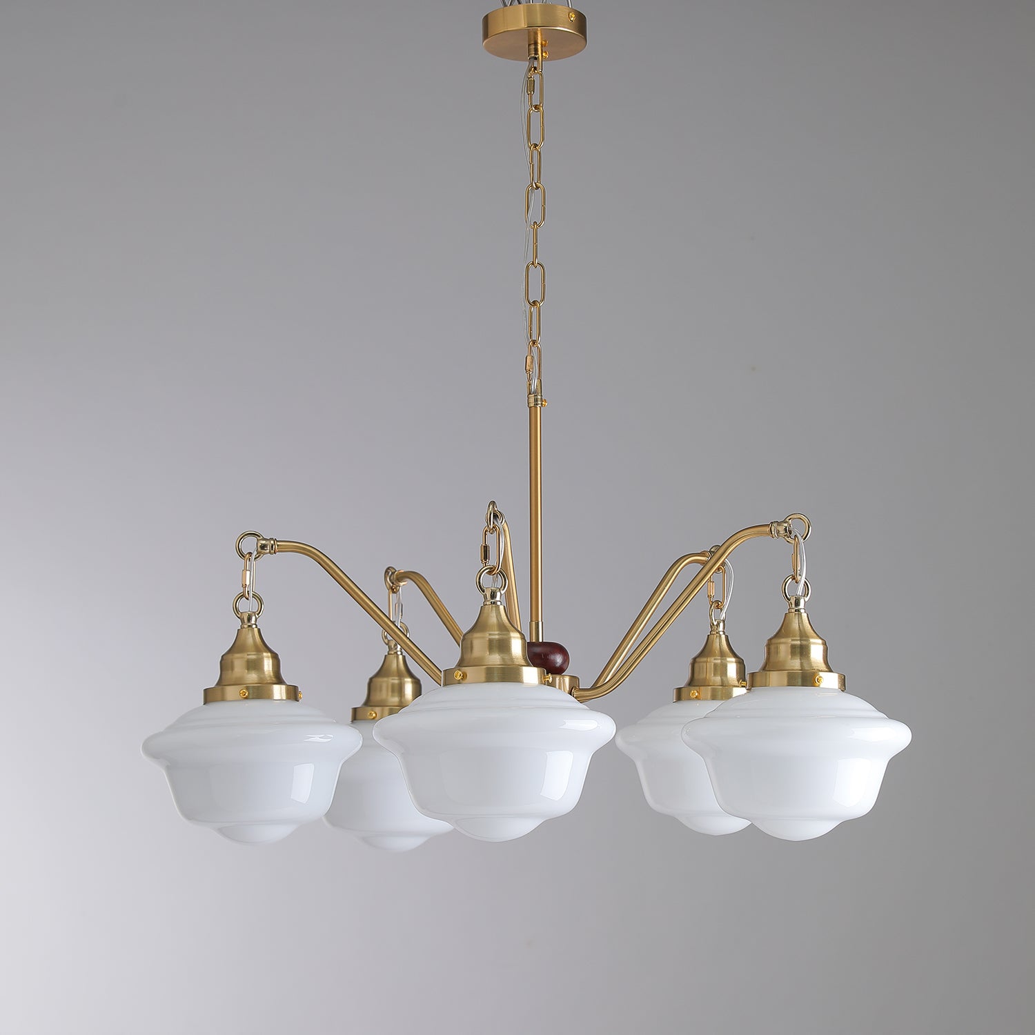 Lustra Lustre Laiton Bois Verre Satiné Classique
