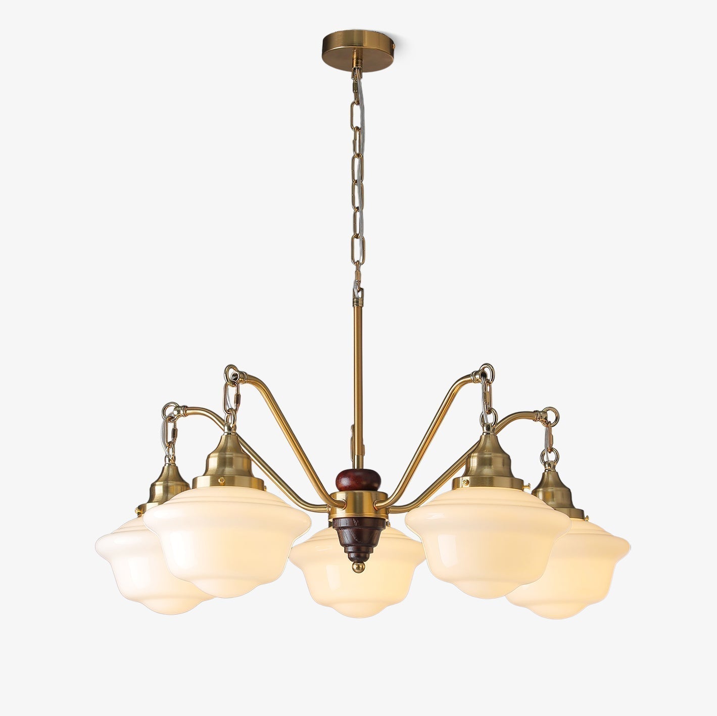 Lustra Lustre Laiton Bois Verre Satiné Classique