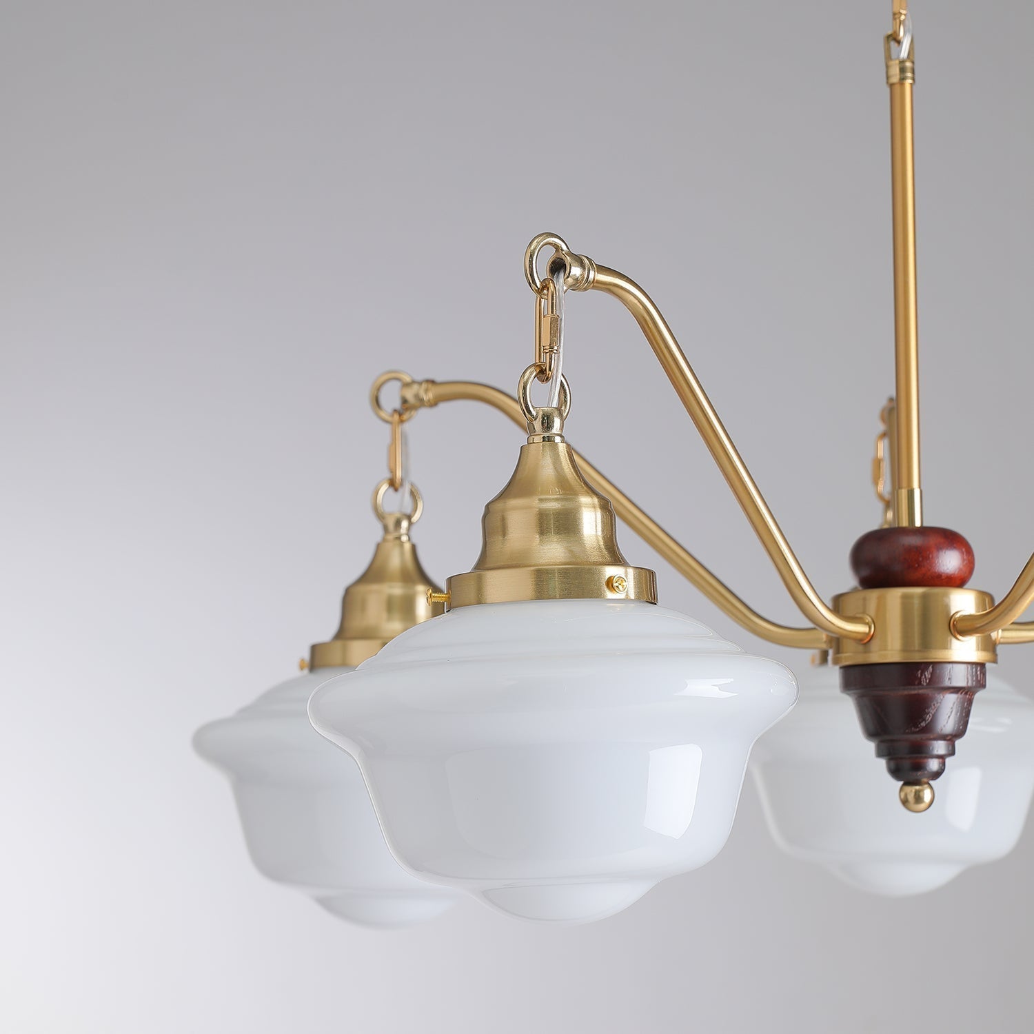 Lustra Lustre Laiton Bois Verre Satiné Classique