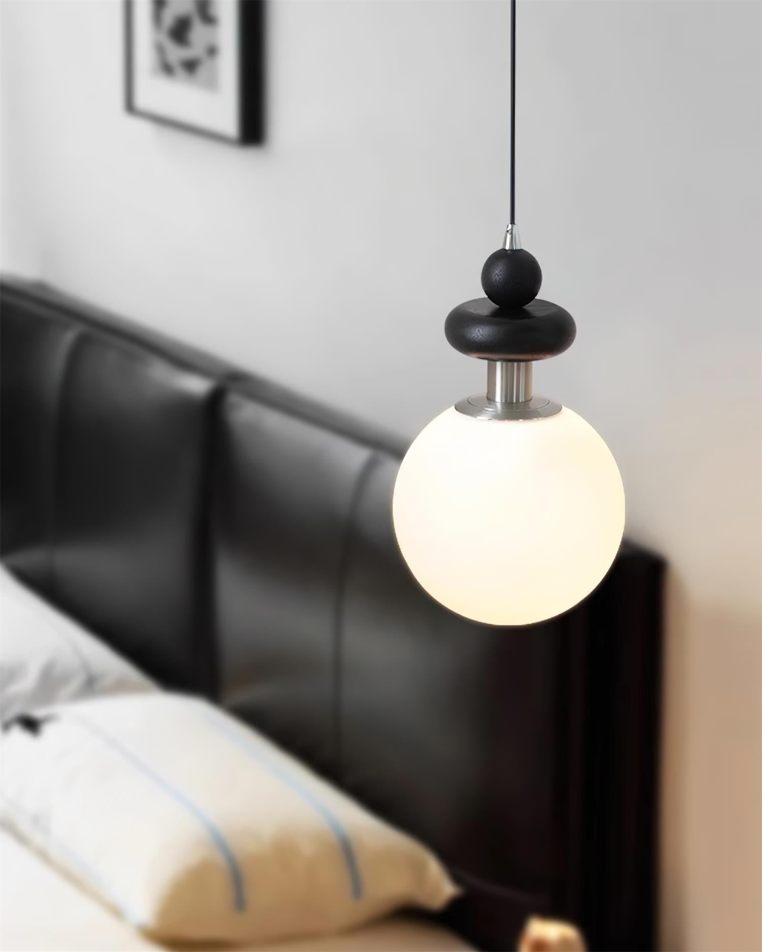Marra Globe Suspension Mat Bois Givré