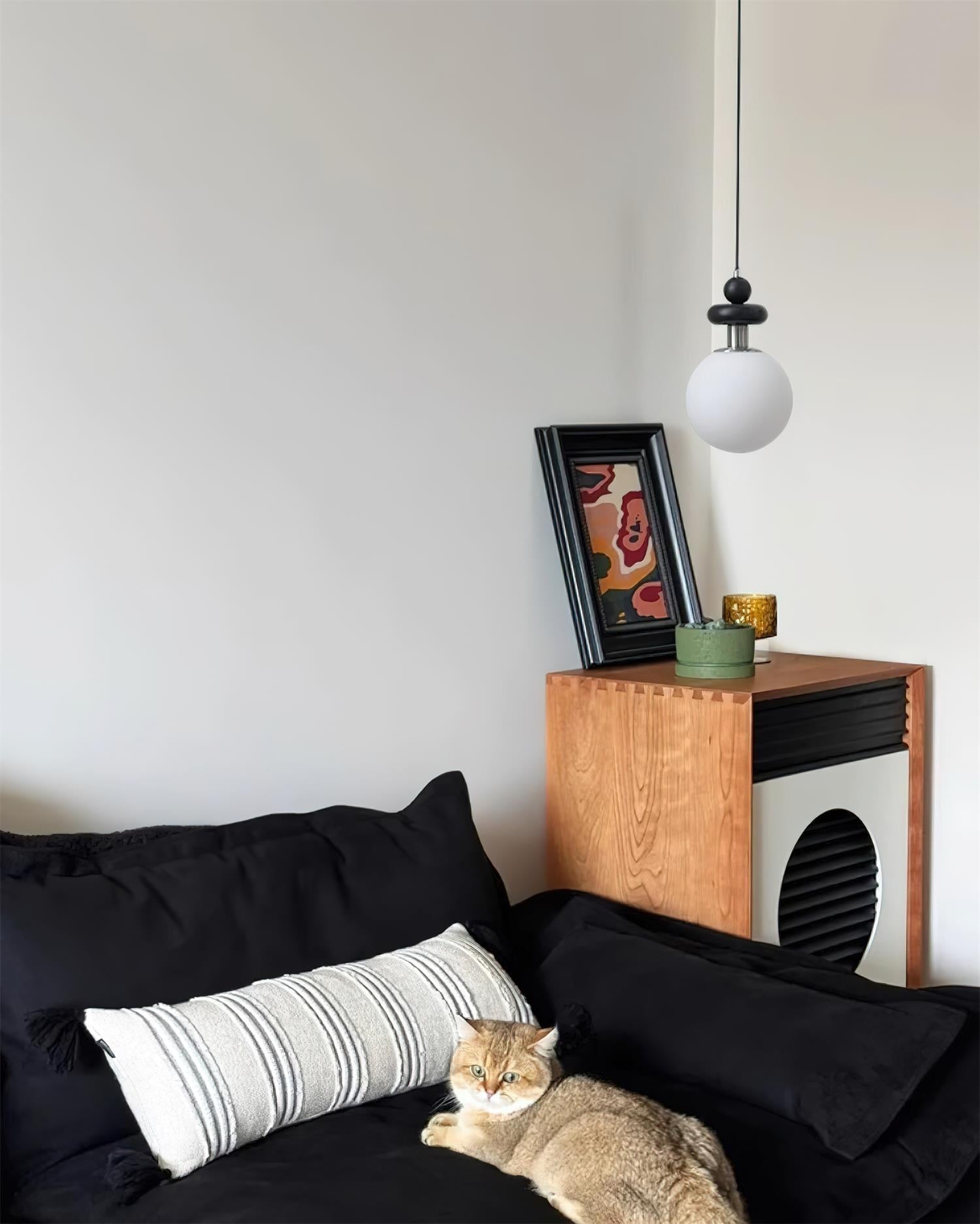 Marra Globe Suspension Mat Bois Givré