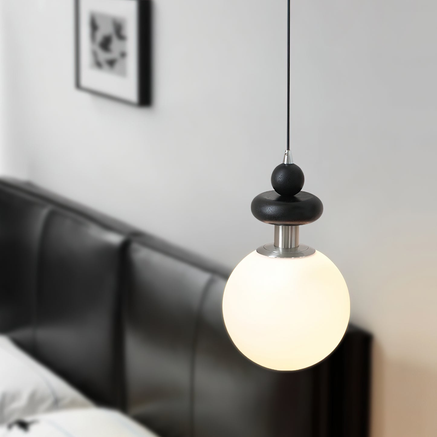 Marra Globe Suspension Mat Bois Givré