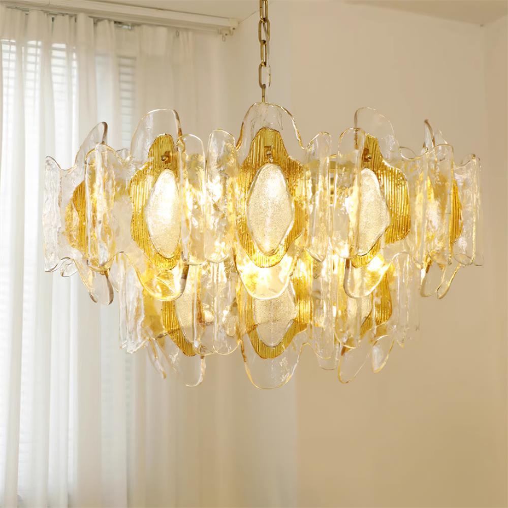 Marrina Lustre Verre Ambre Vague Vintage