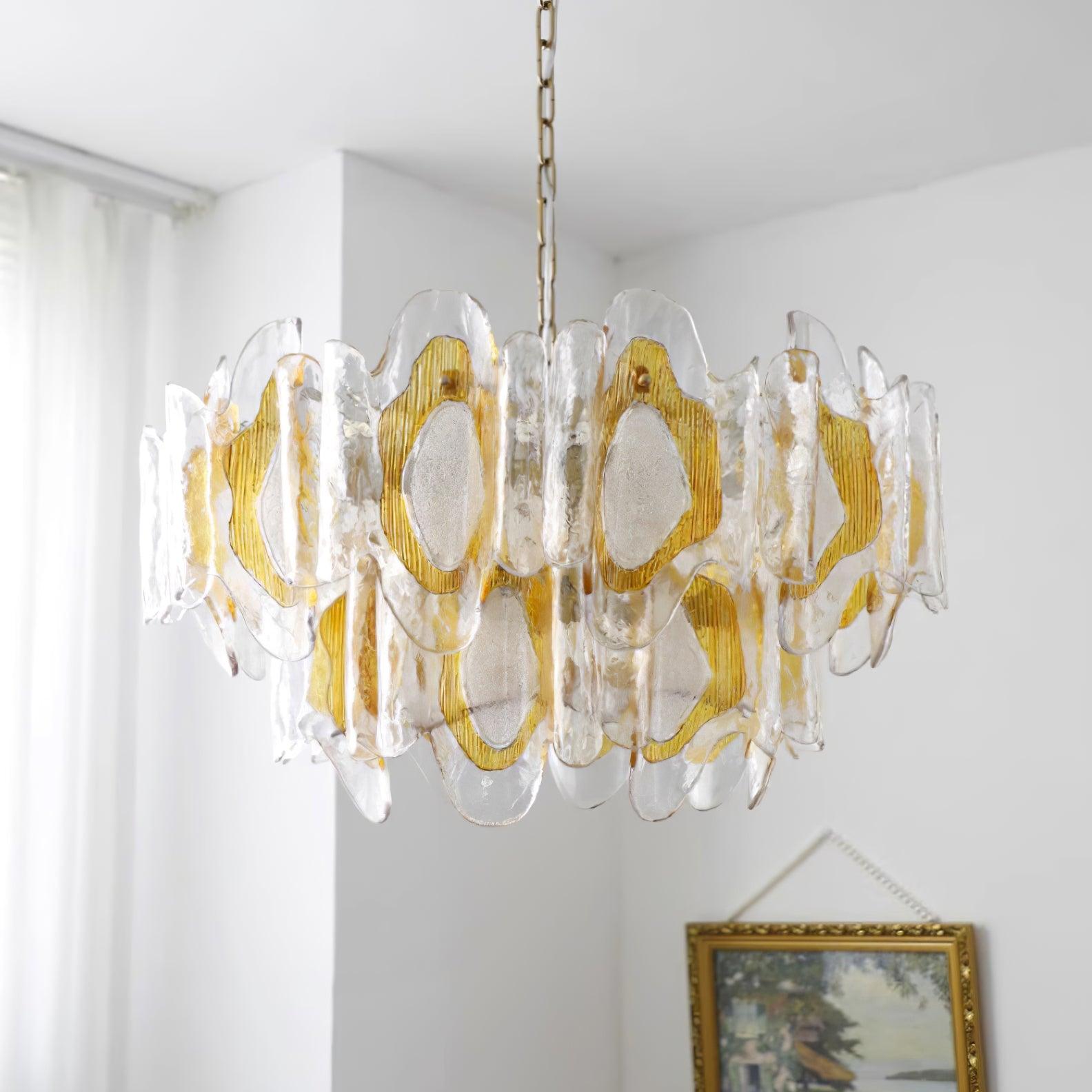 Marrina Lustre Verre Ambre Vague Vintage