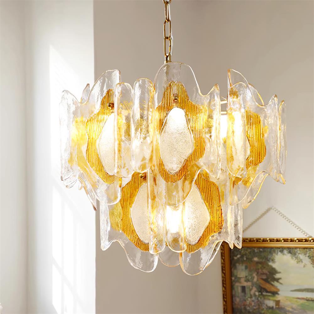 Marrina Lustre Verre Ambre Vague Vintage