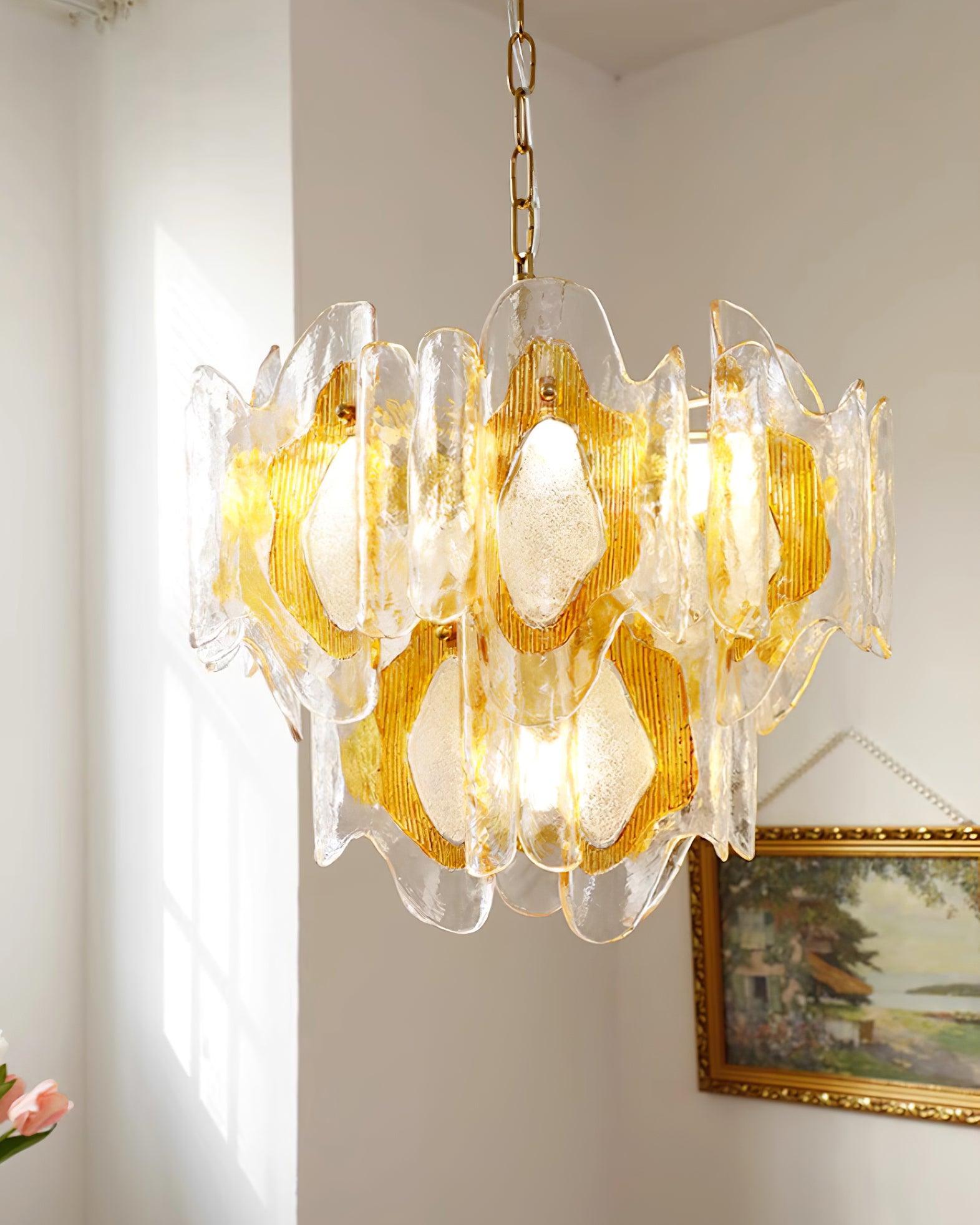 Marrina Lustre Verre Ambre Vague Vintage