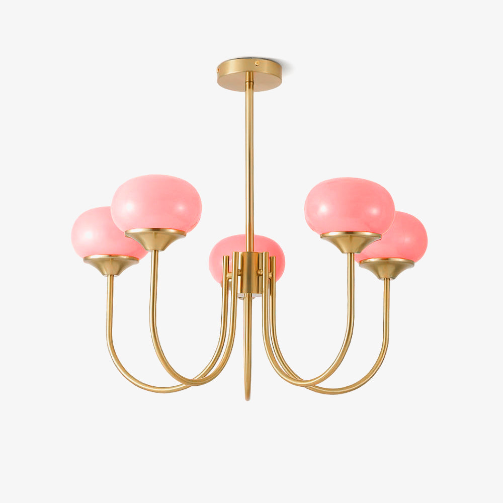 Lustra Lustre Globe en Verre Rose Doré