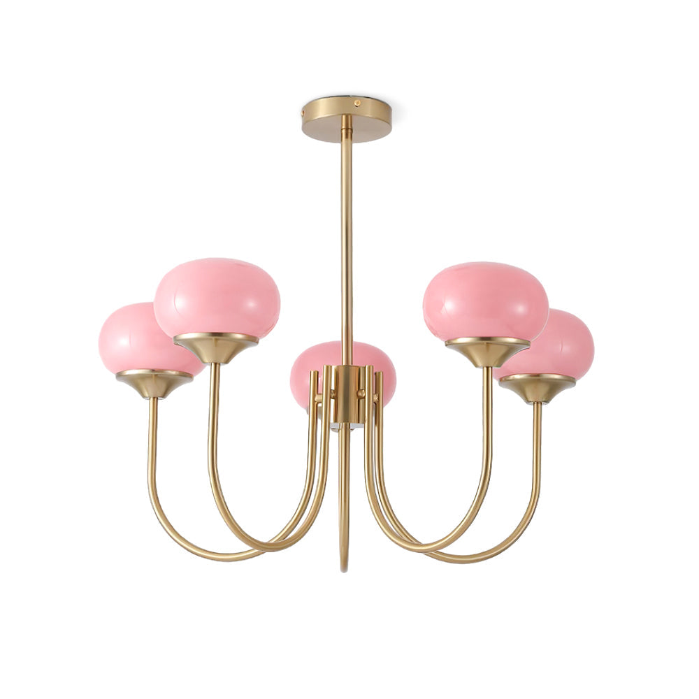 Lustra Lustre Globe en Verre Rose Doré