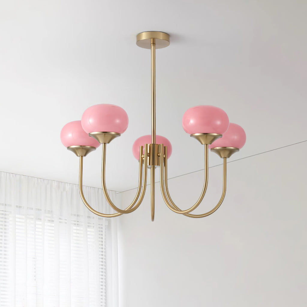 Lustra Lustre Globe en Verre Rose Doré