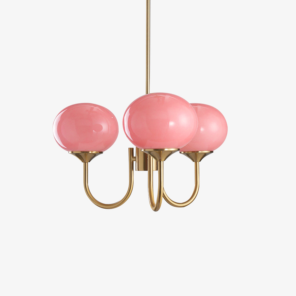 Lustra Lustre Globe en Verre Rose Doré