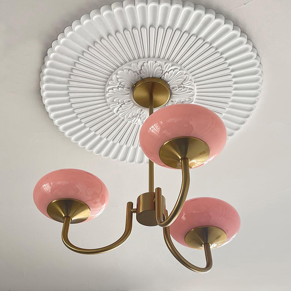 Lustra Lustre Globe en Verre Rose Doré