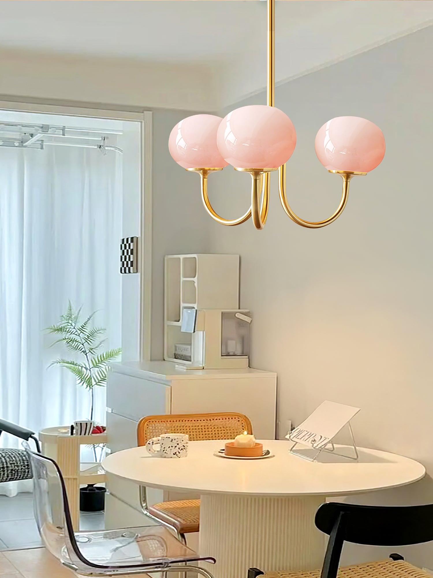 Lustra Lustre Globe en Verre Rose Doré