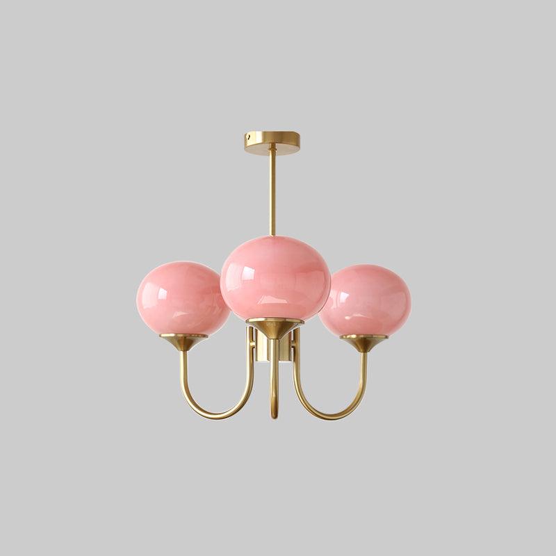 Lustra Lustre Globe en Verre Rose Doré