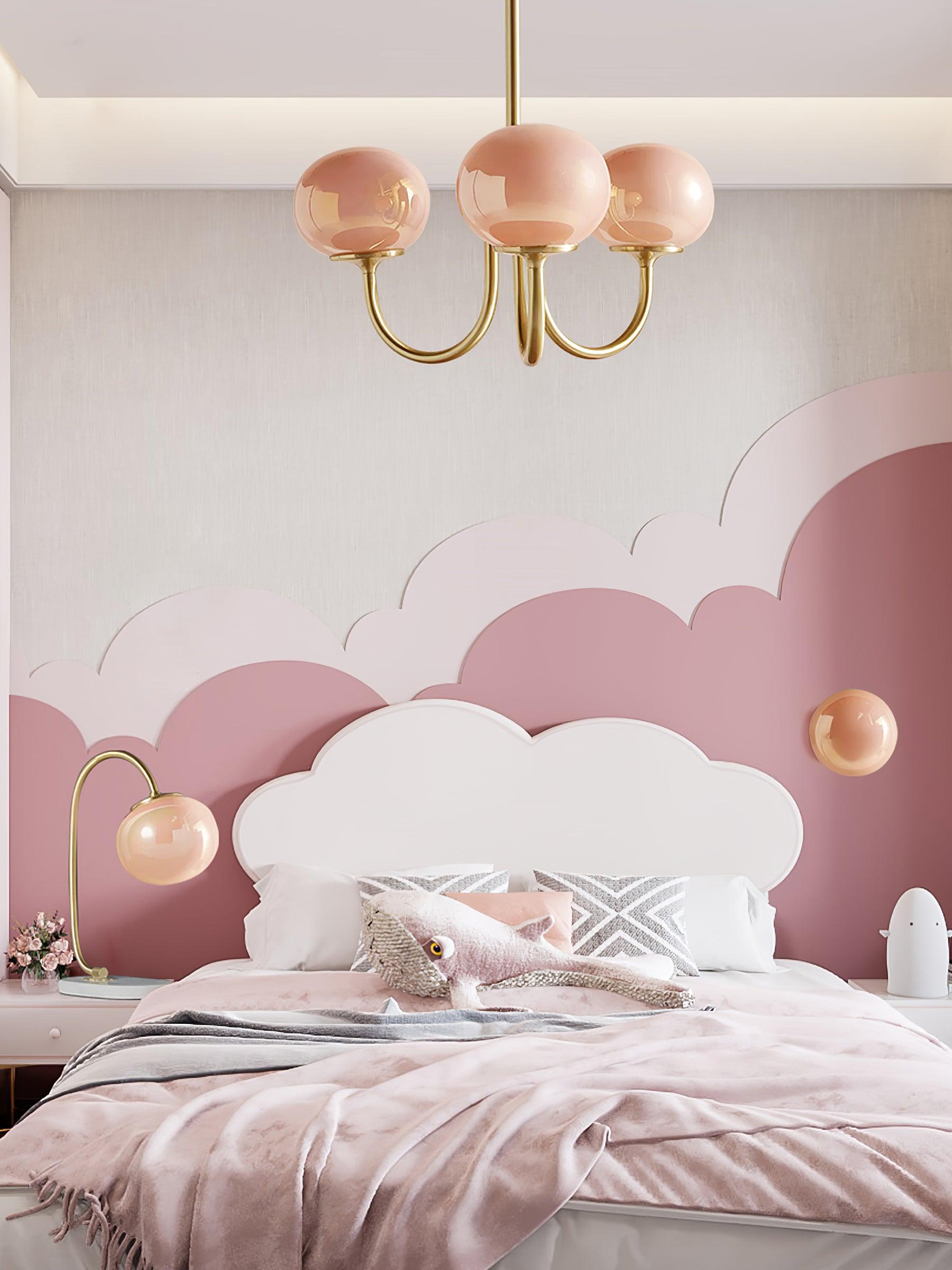 Lustra Lustre Globe en Verre Rose Doré