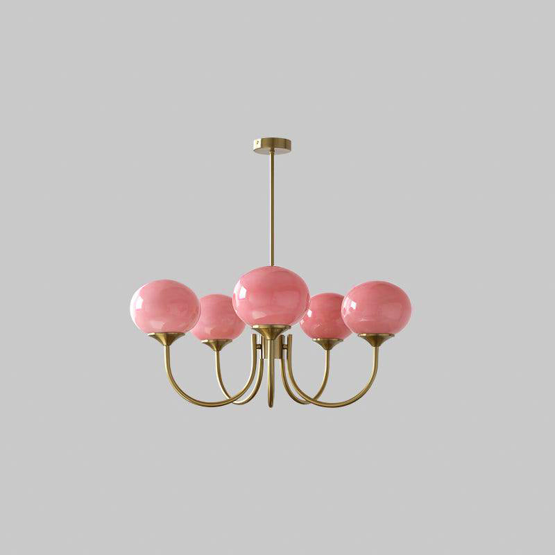 Lustra Lustre Globe en Verre Rose Doré