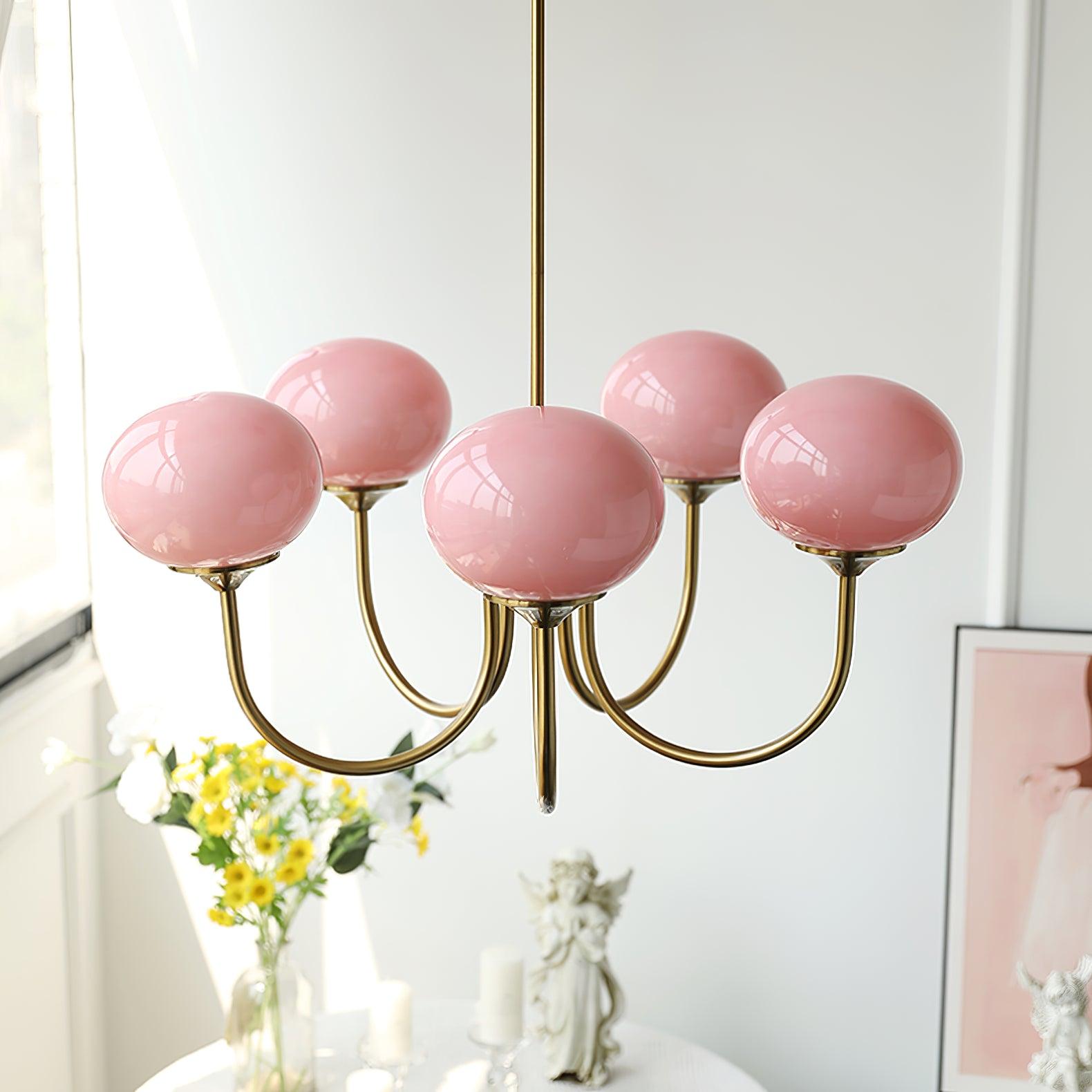 Lustra Lustre Globe en Verre Rose Doré