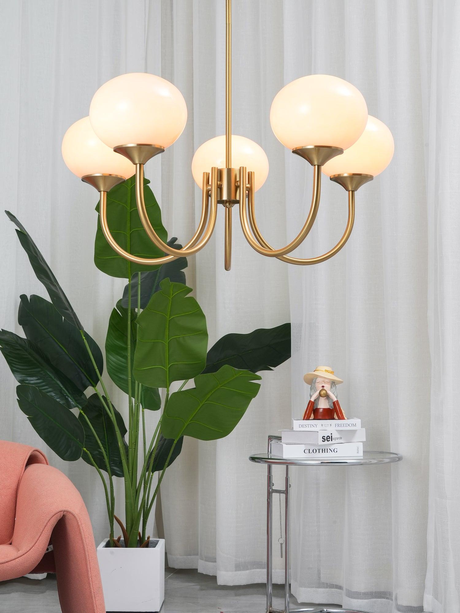 Lustra Lustre Globe en Verre Rose Doré