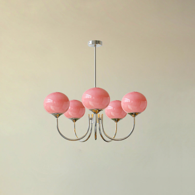 Lustra Lustre Globe en Verre Rose Doré