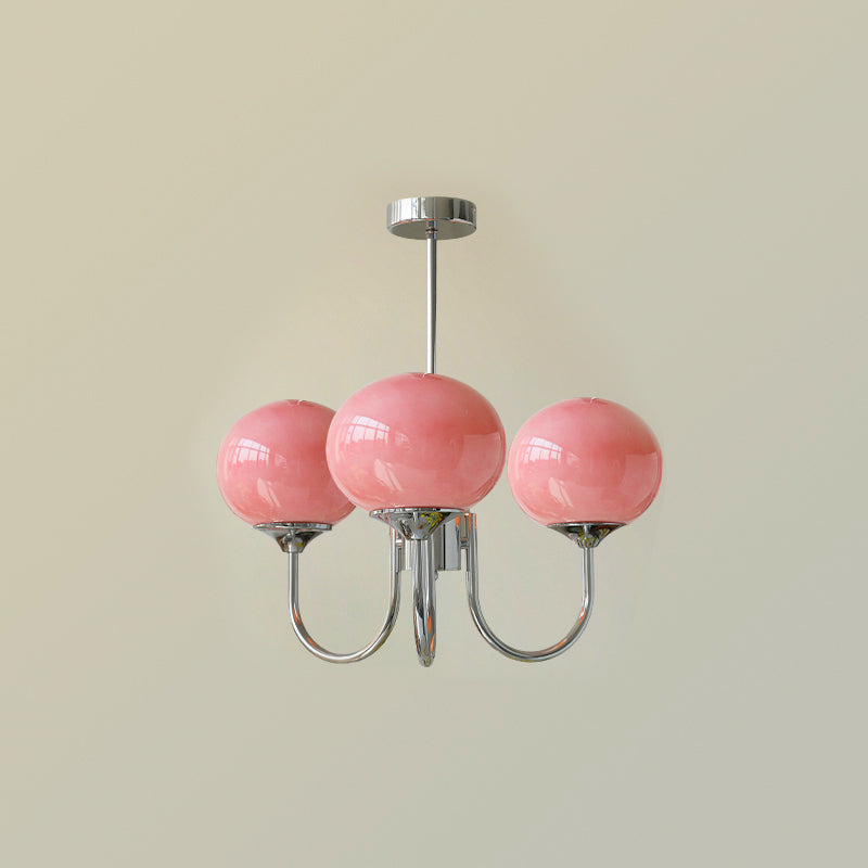 Lustra Lustre Globe en Verre Rose Doré